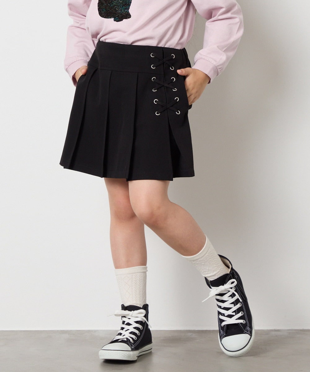 KJLAD38034 a.v.v KIDS(アー・ヴェ・ヴェ) [110-160]レースアッププリーツスカパン ピンク