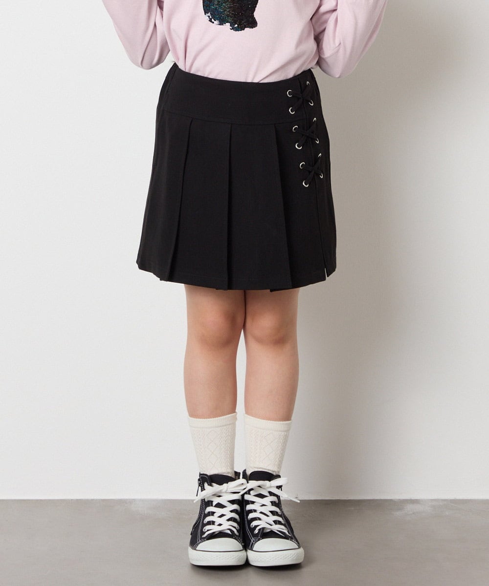 KJLAD38034 a.v.v KIDS(アー・ヴェ・ヴェ) [110-160]レースアッププリーツスカパン ピンク