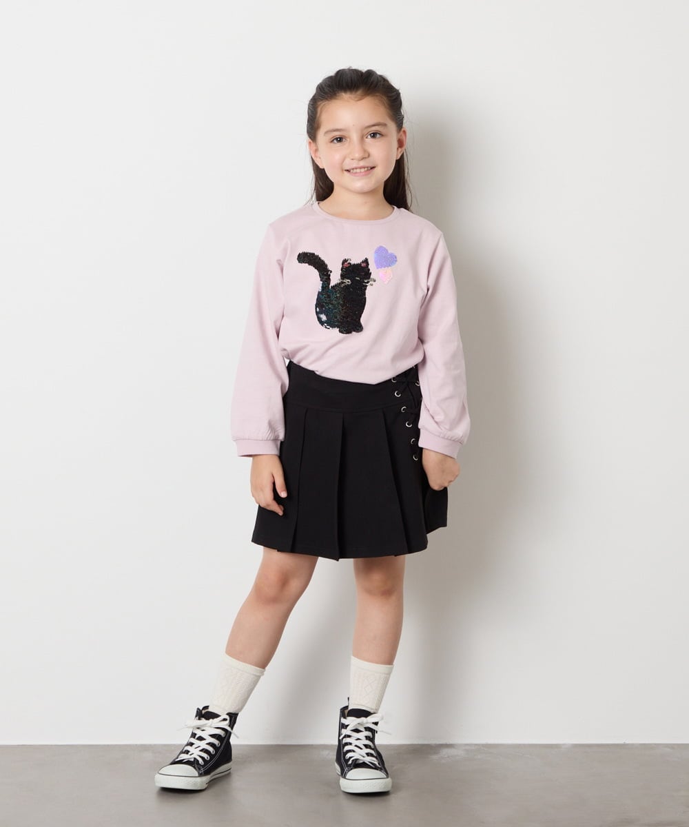 KJLAD38034 a.v.v KIDS(アー・ヴェ・ヴェ) [110-160]レースアッププリーツスカパン ピンク