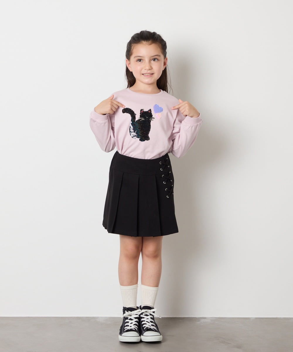 KJLAD38034 a.v.v KIDS(アー・ヴェ・ヴェ) [110-160]レースアッププリーツスカパン ピンク