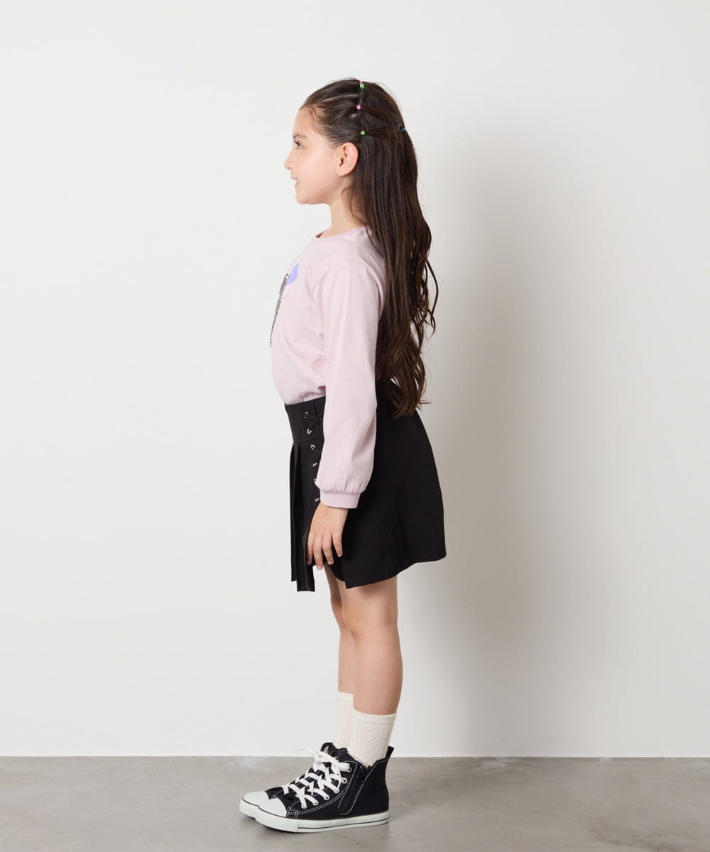 KJLAD38034 a.v.v KIDS(アー・ヴェ・ヴェ) [110-160]レースアッププリーツスカパン ピンク