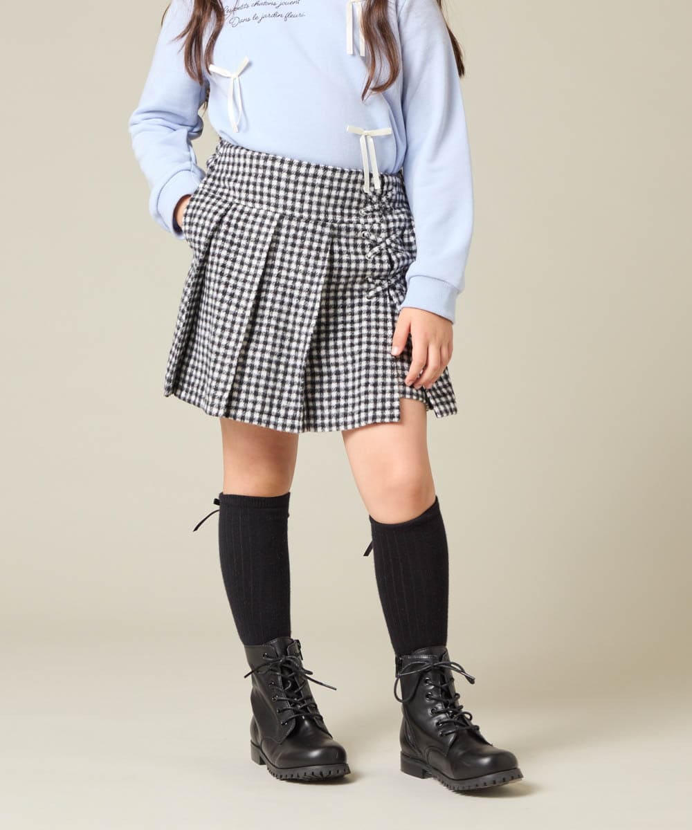 KJLAD38034 a.v.v KIDS(アー・ヴェ・ヴェ) [110-160]レースアッププリーツスカパン ピンク