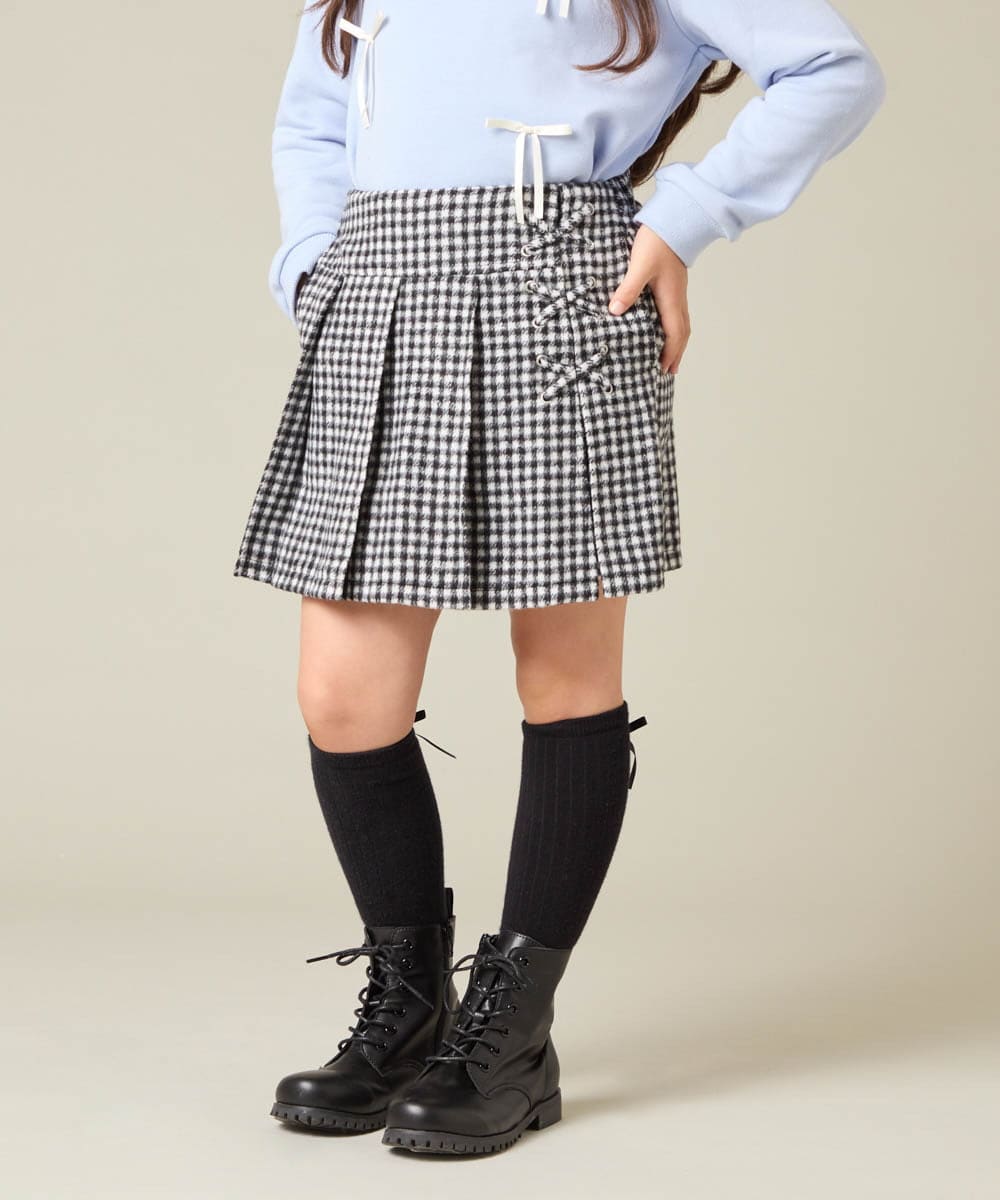 KJLAD38034 a.v.v KIDS(アー・ヴェ・ヴェ) [110-160]レースアッププリーツスカパン ピンク