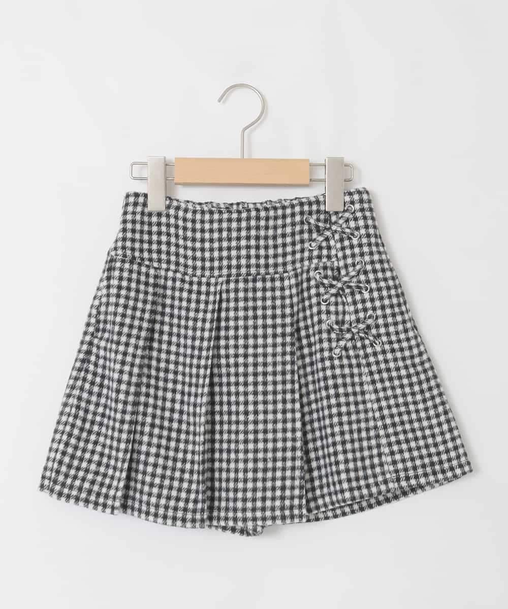 KJLAD38034 a.v.v KIDS(アー・ヴェ・ヴェ) [110-160]レースアッププリーツスカパン アイボリー