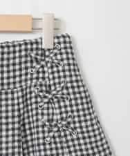 KJLAD38034 a.v.v KIDS(アー・ヴェ・ヴェ) [110-160]レースアッププリーツスカパン アイボリー