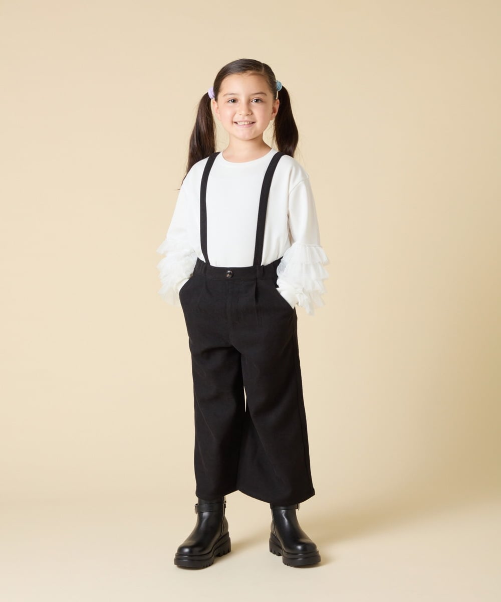 KJLAD40039 a.v.v KIDS(アー・ヴェ・ヴェ) [120-160]サス付きワイドパンツ ブラック