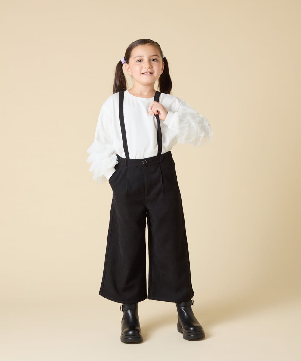 KJLAD40039 a.v.v KIDS(アー・ヴェ・ヴェ) [120-160]サス付きワイドパンツ ブラック
