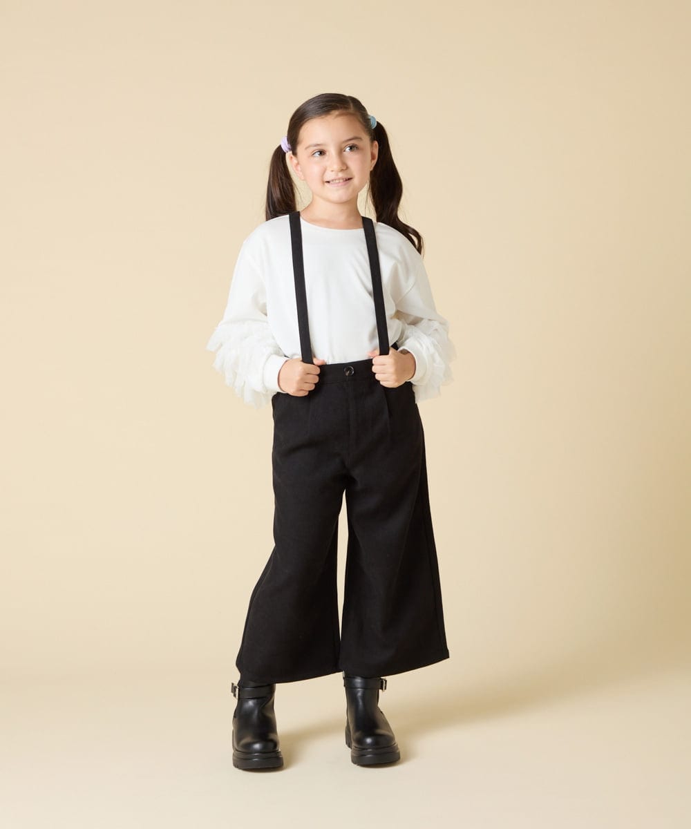 KJLAD40039 a.v.v KIDS(アー・ヴェ・ヴェ) [120-160]サス付きワイドパンツ ブラック