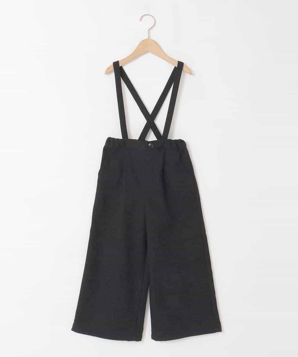 KJLAD40039 a.v.v KIDS(アー・ヴェ・ヴェ) [120-160]【人気の定番パンツ/通学にもオススメ/後ろゴムで楽ちん/取り外し可能サスペンダー】サス付きワイドパンツ ブラック