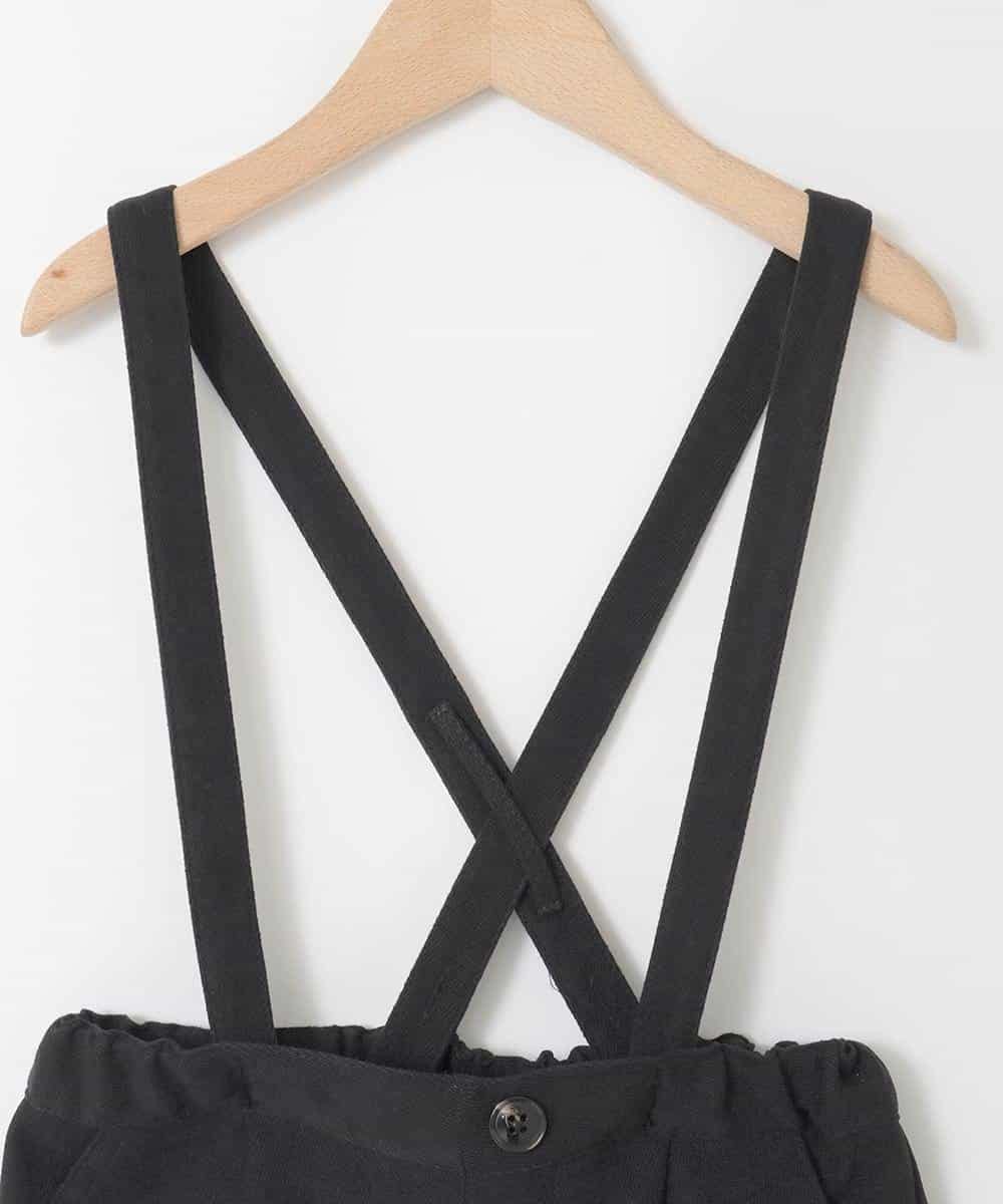 KJLAD40039 a.v.v KIDS(アー・ヴェ・ヴェ) [120-160]【人気の定番パンツ/通学にもオススメ/後ろゴムで楽ちん/取り外し可能サスペンダー】サス付きワイドパンツ ブラック