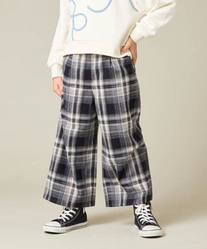 KJLAD41039  [100-160]サス付きチェックワイドパンツ