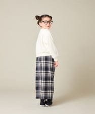 KJLAD41039 a.v.v KIDS(アー・ヴェ・ヴェ) [100-160]サス付きチェックワイドパンツ ネイビー