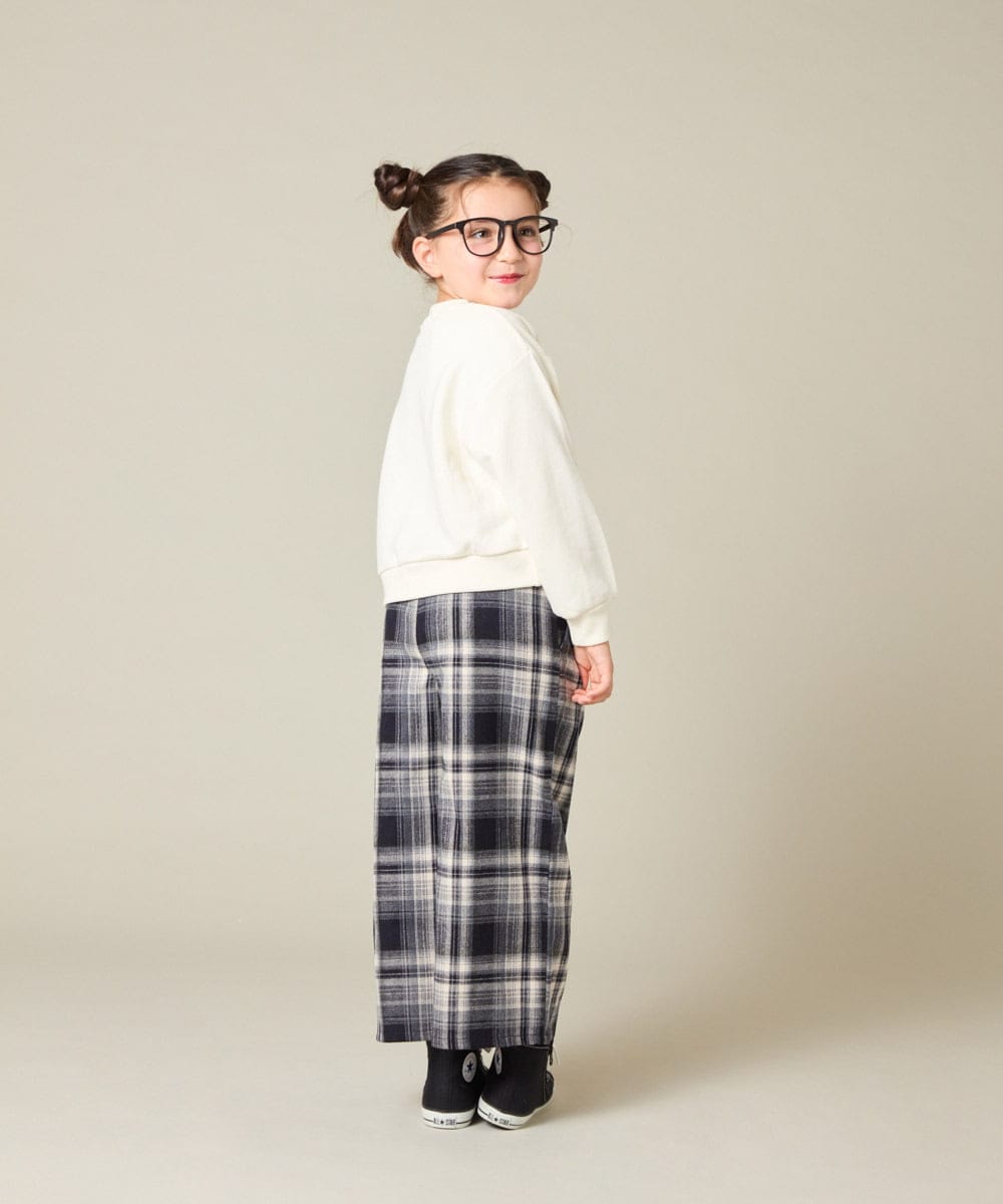 KJLAD41039 a.v.v KIDS(アー・ヴェ・ヴェ) [100-160]サス付きチェックワイドパンツ ネイビー