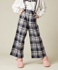KJLAD41039 a.v.v KIDS(アー・ヴェ・ヴェ) [100-160]サス付きチェックワイドパンツ ネイビー