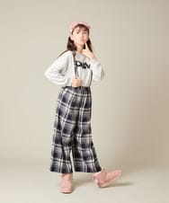 KJLAD41039 a.v.v KIDS(アー・ヴェ・ヴェ) [100-160]サス付きチェックワイドパンツ ネイビー