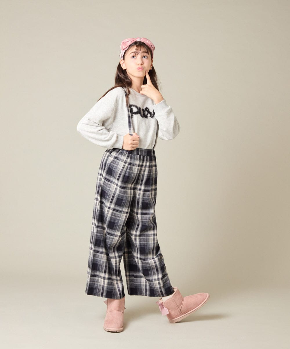 KJLAD41039 a.v.v KIDS(アー・ヴェ・ヴェ) [100-160]サス付きチェックワイドパンツ ネイビー