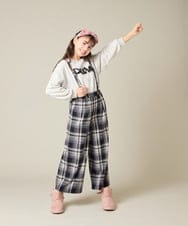 KJLAD41039 a.v.v KIDS(アー・ヴェ・ヴェ) [100-160]サス付きチェックワイドパンツ ネイビー