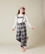 KJLAD41039 a.v.v KIDS(アー・ヴェ・ヴェ) [100-160]サス付きチェックワイドパンツ ネイビー