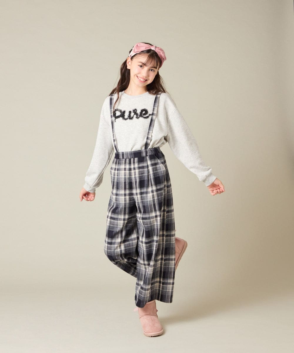 KJLAD41039 a.v.v KIDS(アー・ヴェ・ヴェ) [100-160]サス付きチェックワイドパンツ ネイビー