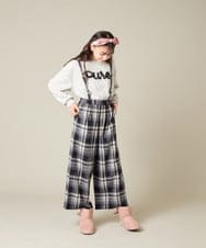 KJLAD41039 a.v.v KIDS(アー・ヴェ・ヴェ) [100-160]サス付きチェックワイドパンツ ネイビー