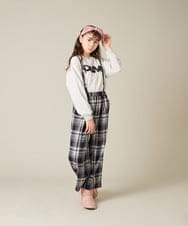 KJLAD41039 a.v.v KIDS(アー・ヴェ・ヴェ) [100-160]サス付きチェックワイドパンツ ネイビー