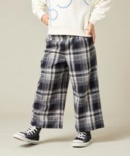 KJLAD41039 a.v.v KIDS(アー・ヴェ・ヴェ) [100-160]サス付きチェックワイドパンツ ネイビー