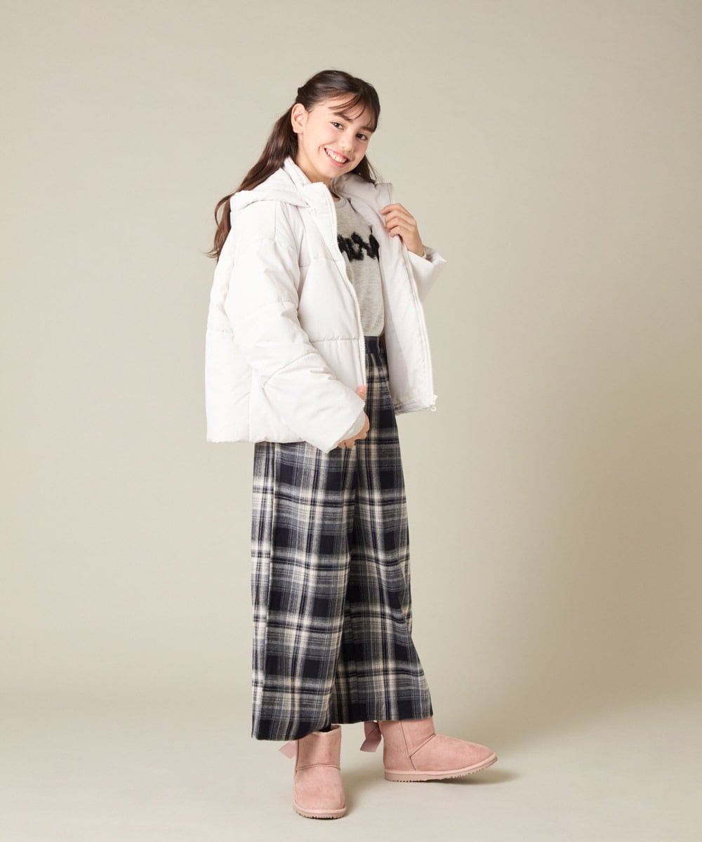 KJLAD41039 a.v.v KIDS(アー・ヴェ・ヴェ) [100-160]サス付きチェックワイドパンツ ネイビー