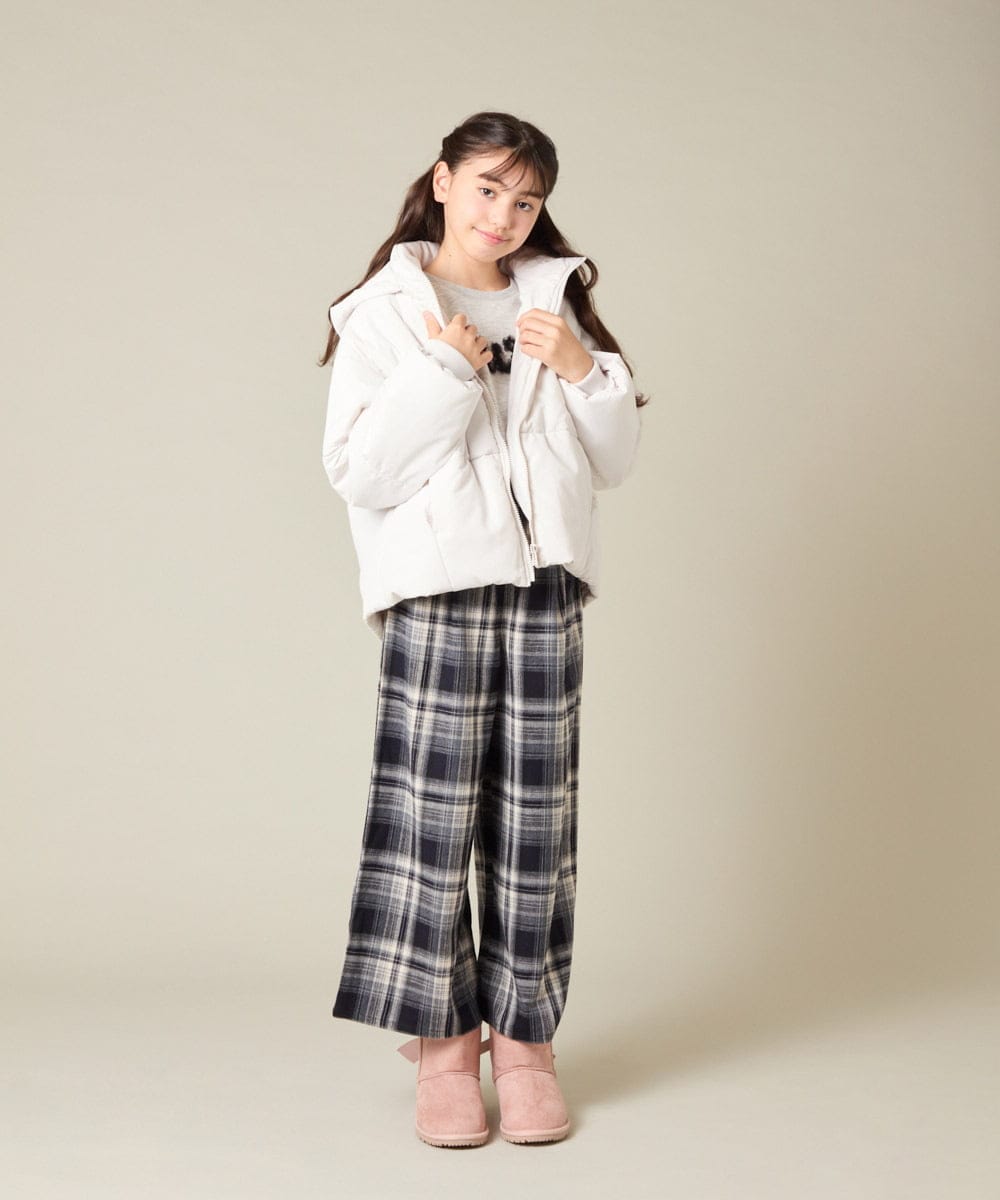 KJLAD41039 a.v.v KIDS(アー・ヴェ・ヴェ) [100-160]サス付きチェックワイドパンツ ネイビー