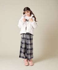 KJLAD41039 a.v.v KIDS(アー・ヴェ・ヴェ) [100-160]サス付きチェックワイドパンツ ネイビー