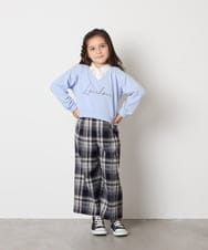 KJLAD41039 a.v.v KIDS(アー・ヴェ・ヴェ) [100-160]サス付きチェックワイドパンツ ネイビー