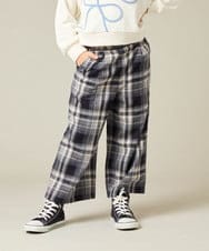 KJLAD41039 a.v.v KIDS(アー・ヴェ・ヴェ) [100-160]サス付きチェックワイドパンツ ネイビー