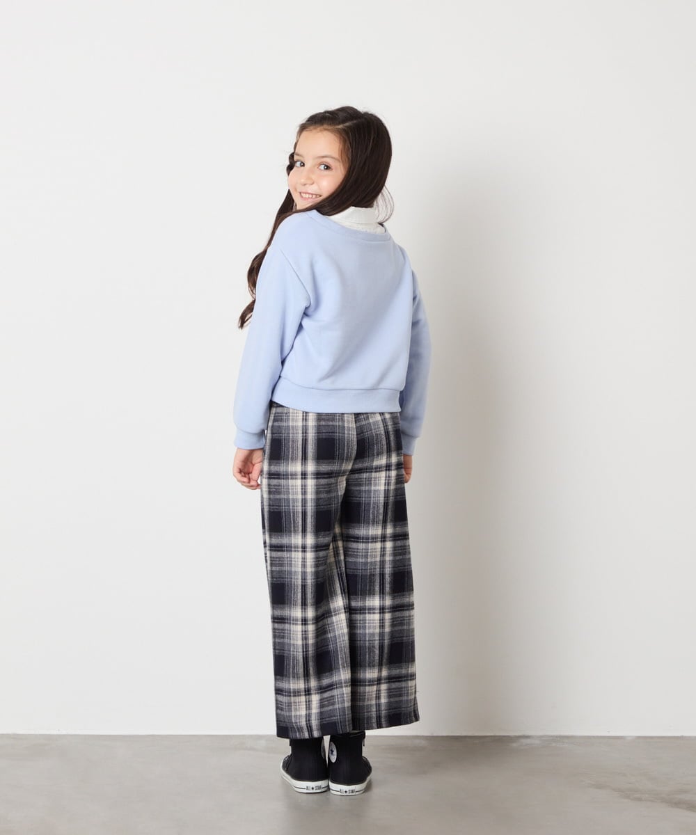 KJLAD41039 a.v.v KIDS(アー・ヴェ・ヴェ) [100-160]サス付きチェックワイドパンツ ネイビー