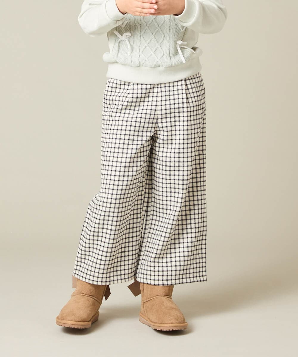 KJLAD41039 a.v.v KIDS(アー・ヴェ・ヴェ) [100-160]サス付きチェックワイドパンツ ネイビー