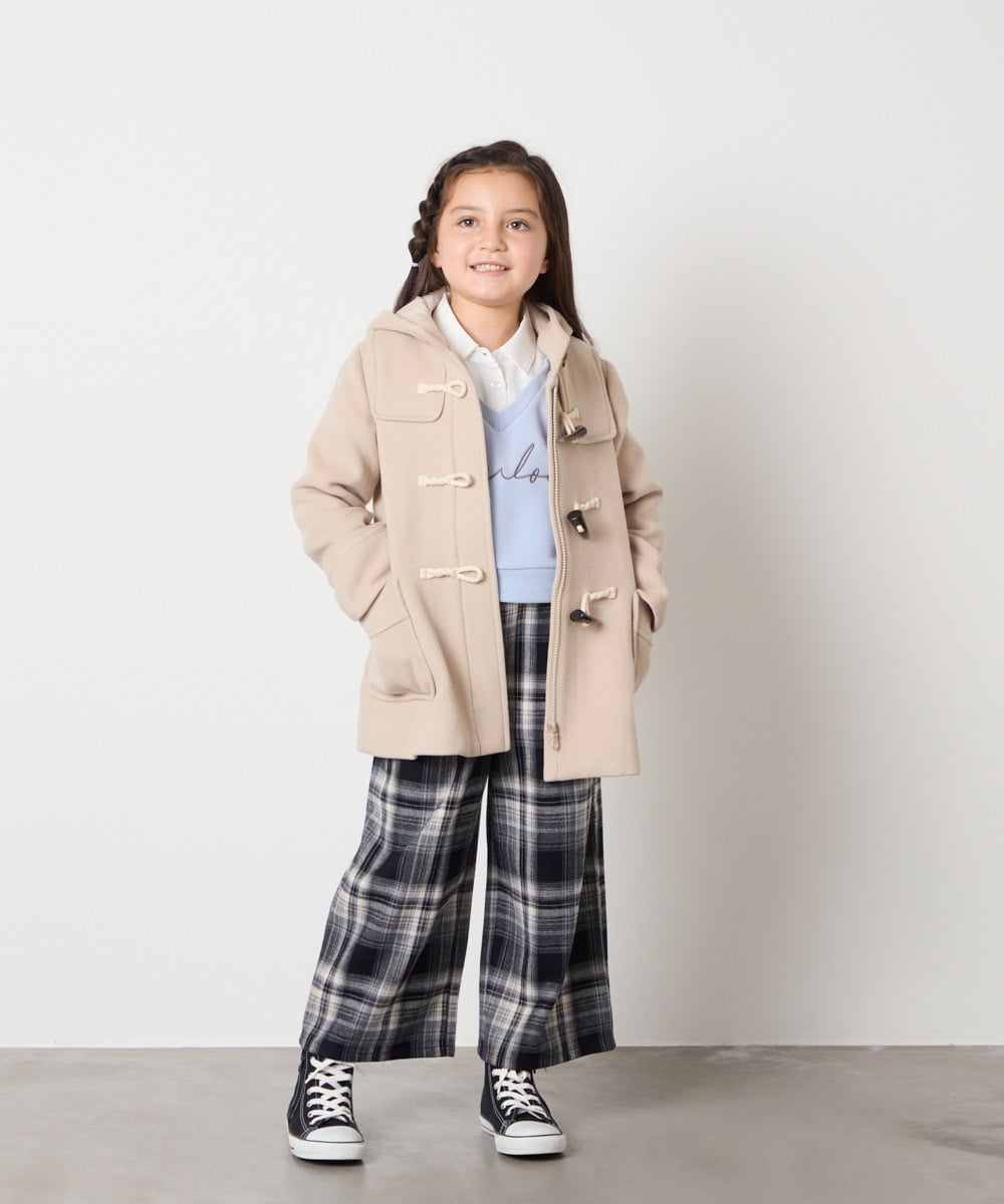 KJLAD41039 a.v.v KIDS(アー・ヴェ・ヴェ) [100-160]サス付きチェックワイドパンツ ネイビー