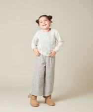 KJLAD41039 a.v.v KIDS(アー・ヴェ・ヴェ) [100-160]サス付きチェックワイドパンツ ネイビー