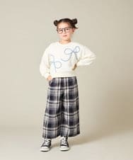 KJLAD41039 a.v.v KIDS(アー・ヴェ・ヴェ) [100-160]サス付きチェックワイドパンツ ネイビー