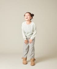 KJLAD41039 a.v.v KIDS(アー・ヴェ・ヴェ) [100-160]サス付きチェックワイドパンツ ネイビー