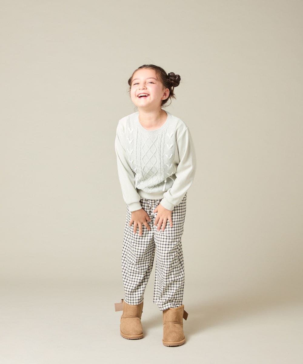 KJLAD41039 a.v.v KIDS(アー・ヴェ・ヴェ) [100-160]サス付きチェックワイドパンツ ネイビー