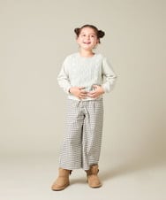 KJLAD41039 a.v.v KIDS(アー・ヴェ・ヴェ) [100-160]サス付きチェックワイドパンツ ネイビー