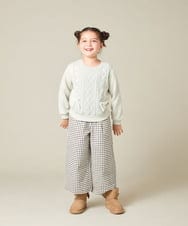 KJLAD41039 a.v.v KIDS(アー・ヴェ・ヴェ) [100-160]サス付きチェックワイドパンツ ネイビー