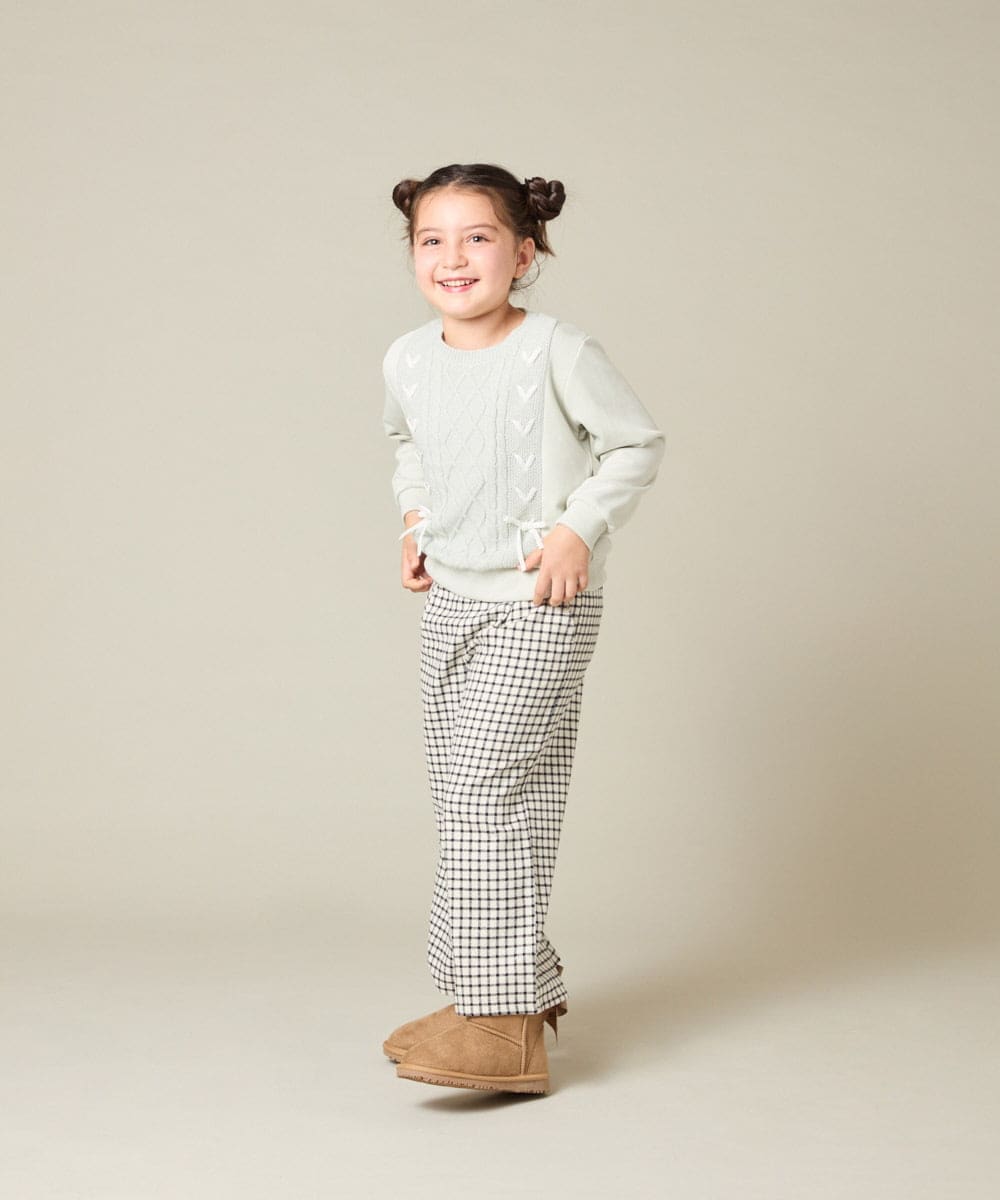 KJLAD41039 a.v.v KIDS(アー・ヴェ・ヴェ) [100-160]サス付きチェックワイドパンツ ネイビー