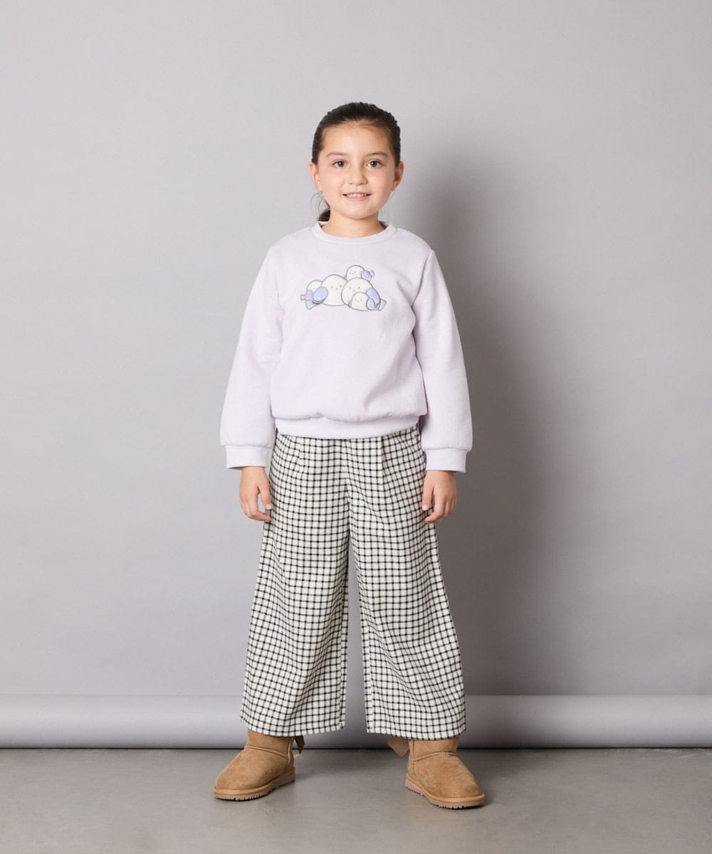 KJLAD41039 a.v.v KIDS(アー・ヴェ・ヴェ) [100-160]サス付きチェックワイドパンツ ネイビー