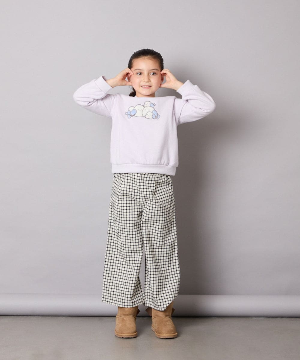 KJLAD41039 a.v.v KIDS(アー・ヴェ・ヴェ) [100-160]サス付きチェックワイドパンツ ネイビー