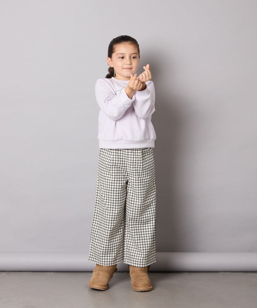 KJLAD41039 a.v.v KIDS(アー・ヴェ・ヴェ) [100-160]サス付きチェックワイドパンツ ネイビー