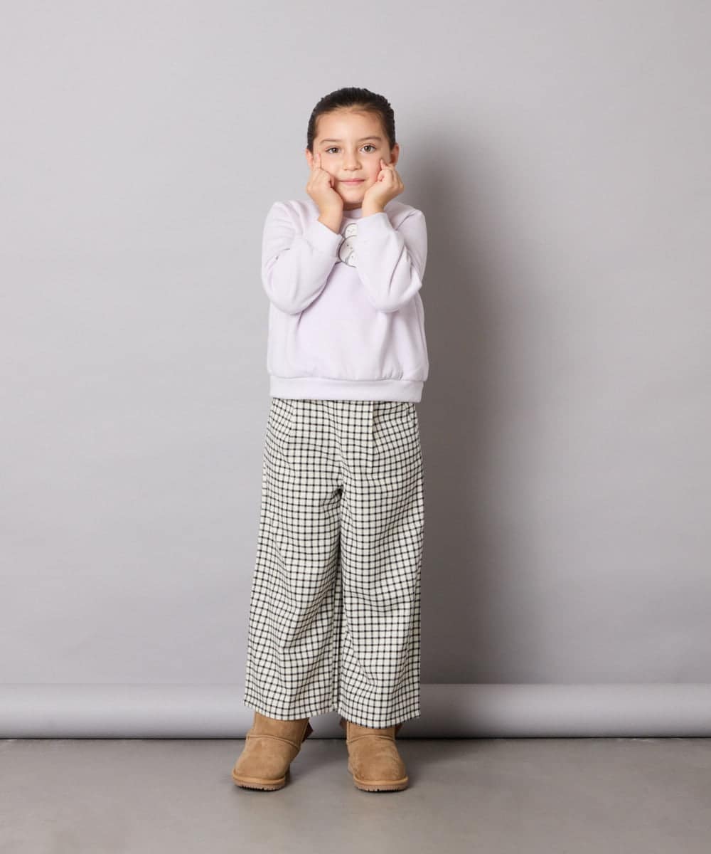 KJLAD41039 a.v.v KIDS(アー・ヴェ・ヴェ) [100-160]サス付きチェックワイドパンツ ネイビー