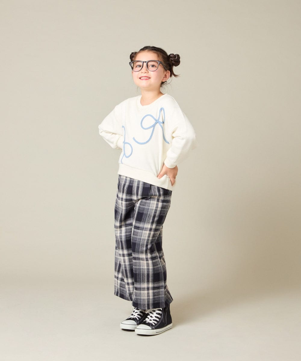 KJLAD41039 a.v.v KIDS(アー・ヴェ・ヴェ) [100-160]サス付きチェックワイドパンツ ネイビー