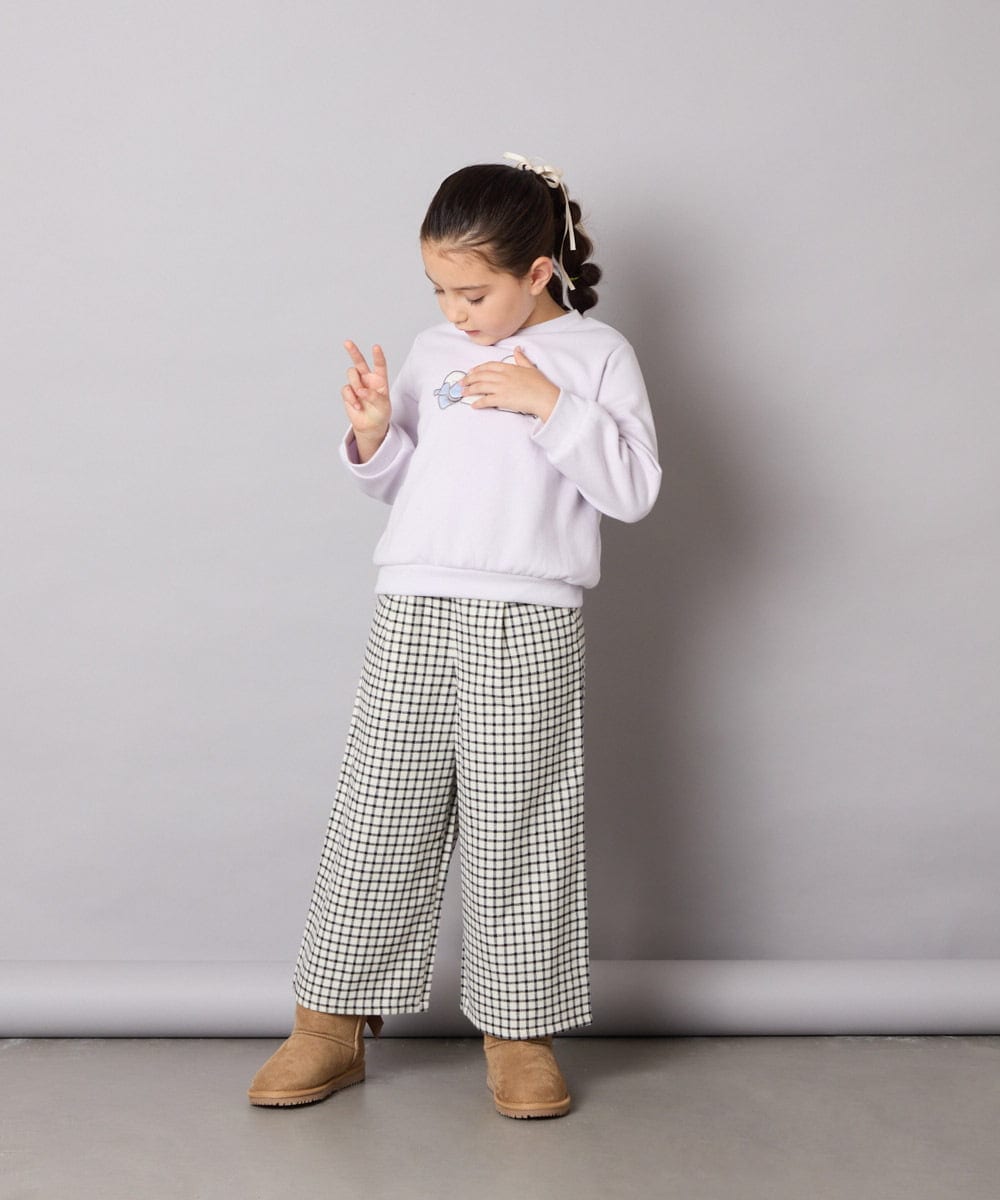 KJLAD41039 a.v.v KIDS(アー・ヴェ・ヴェ) [100-160]サス付きチェックワイドパンツ ネイビー