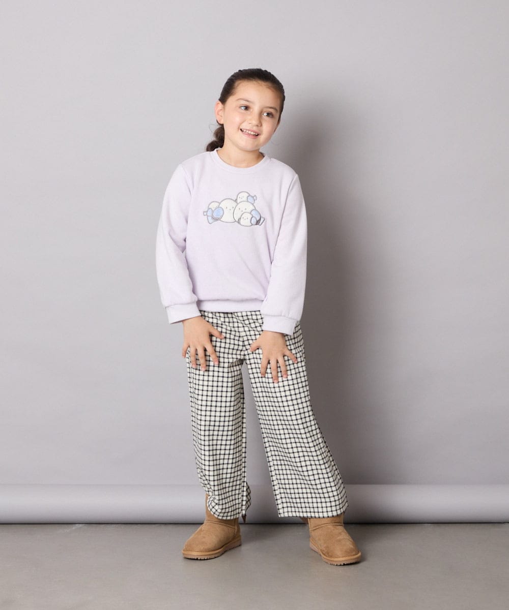 KJLAD41039 a.v.v KIDS(アー・ヴェ・ヴェ) [100-160]サス付きチェックワイドパンツ ネイビー