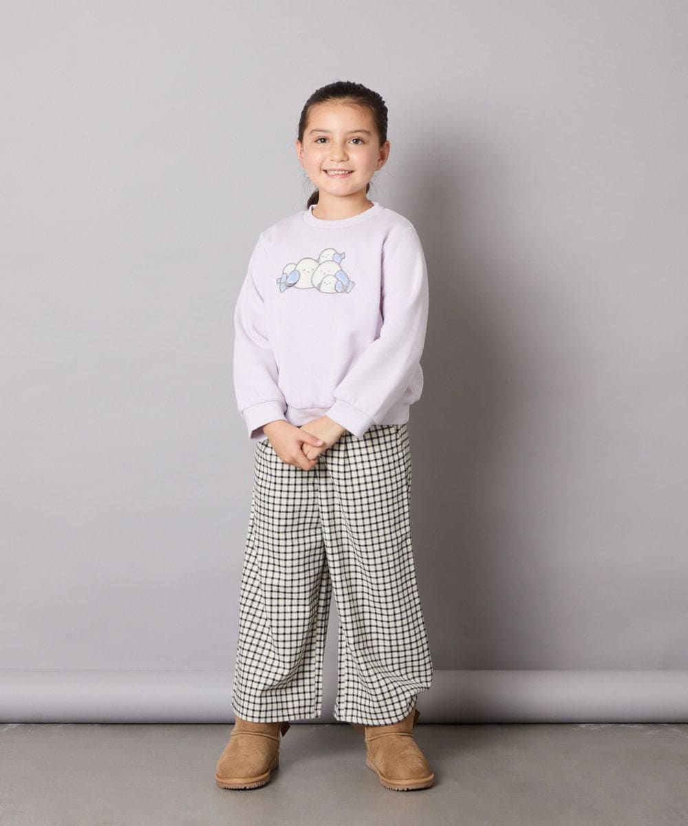 KJLAD41039 a.v.v KIDS(アー・ヴェ・ヴェ) [100-160]サス付きチェックワイドパンツ ネイビー