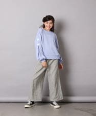 KJLAD41039 a.v.v KIDS(アー・ヴェ・ヴェ) [100-160]サス付きチェックワイドパンツ ネイビー